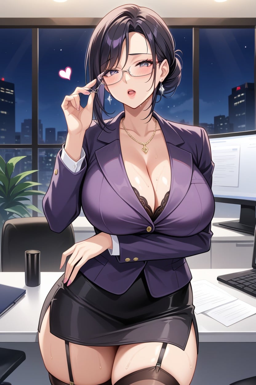 Night, Hair Bun, Curvy Body AI Porn