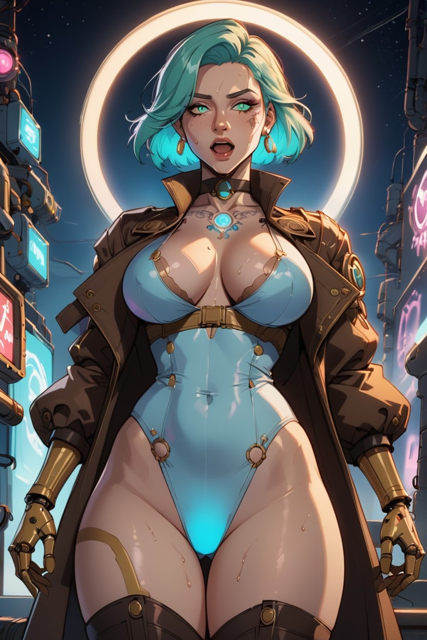 Gargantilha, Electric Blue, Nave Espacial Pornografia de IA