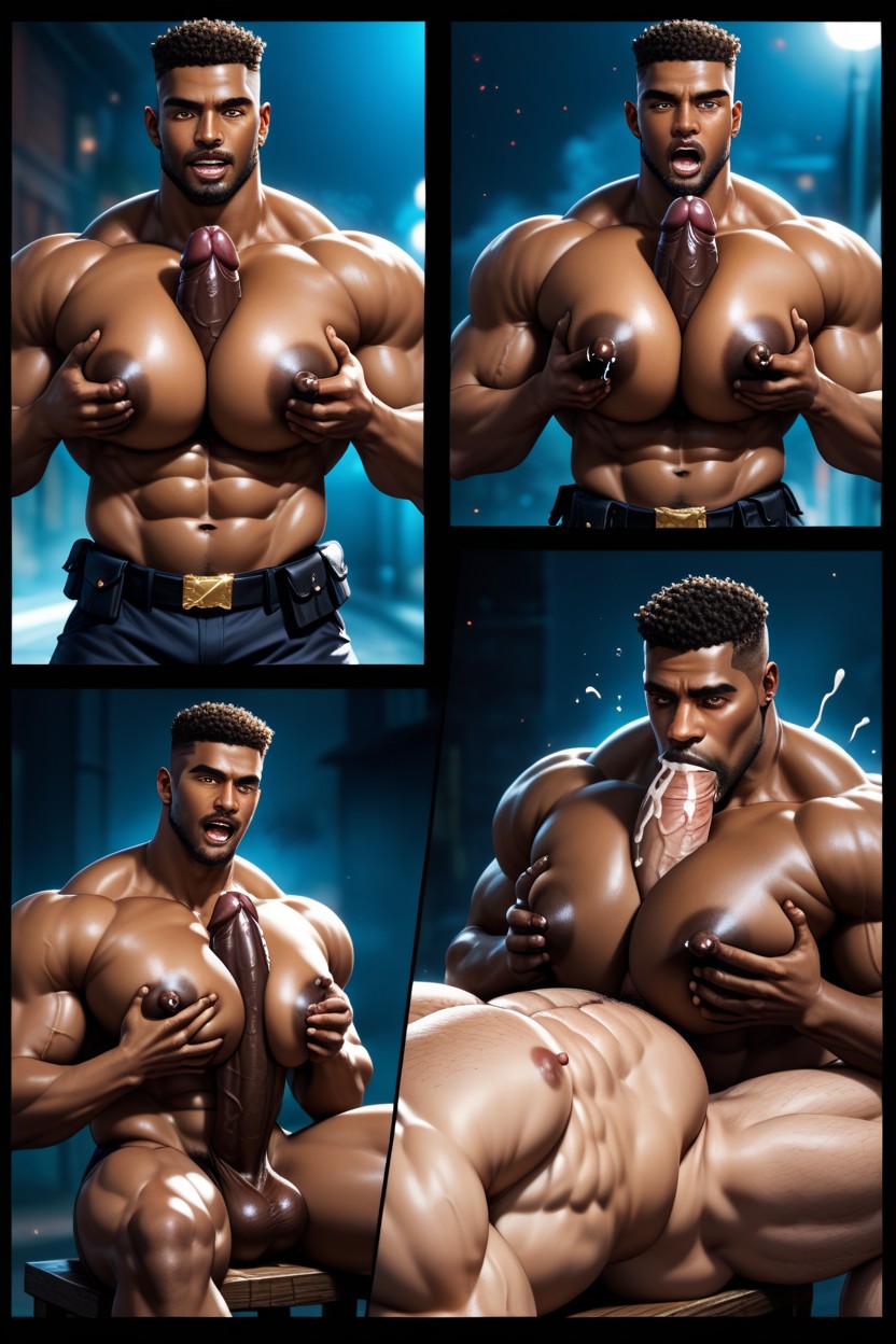 Extremadamente Pesado En La Parte Inferior, Africana, Musculosa Porno gay IA