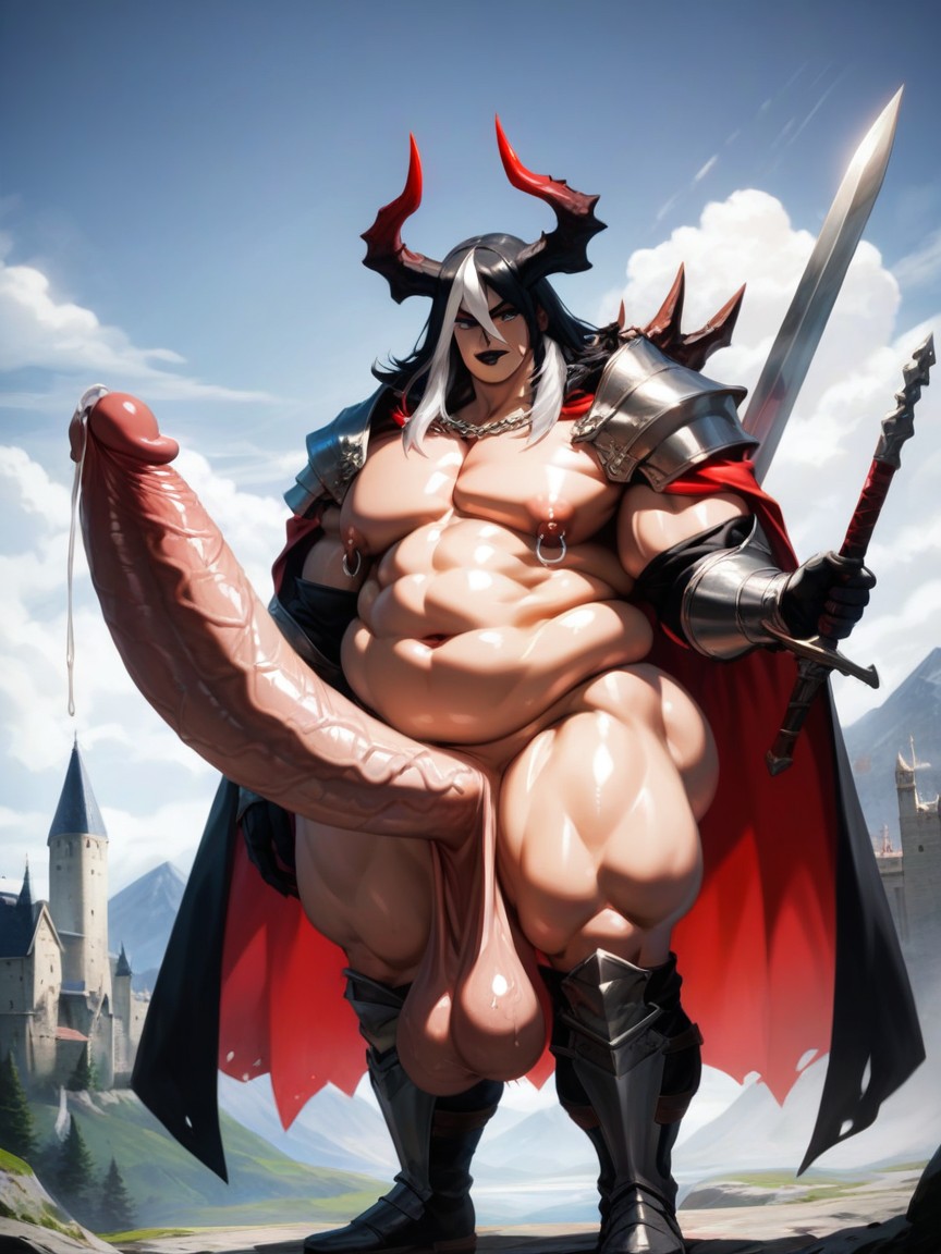 Huge Thick Thighs, Red Cape, Black Boots AI Gay Porn