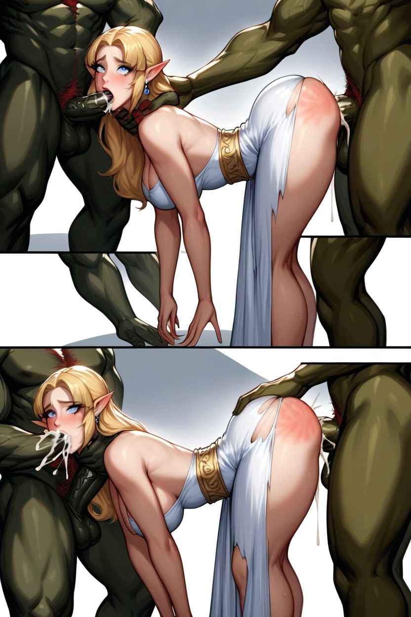 Zelda From Legend Of Zelda, 小乳, Knees Slightly Bent AI黄片