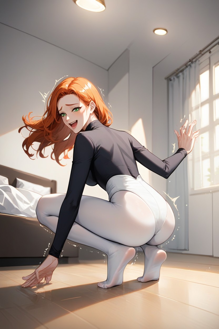 Lips, Long Sleeve Black Leotard, 18+ Hentai IA