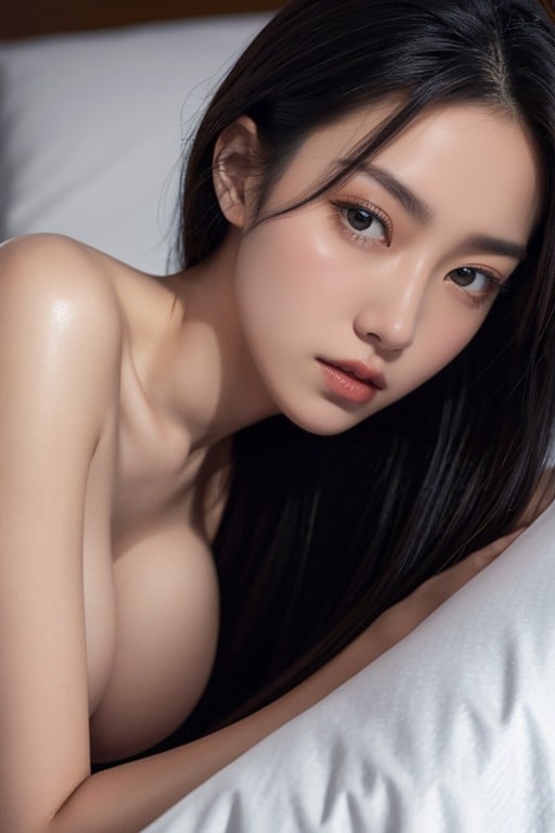 Hand Gripping Mattress, Normal Size Boobs, Long Black Hair人妖AI色情