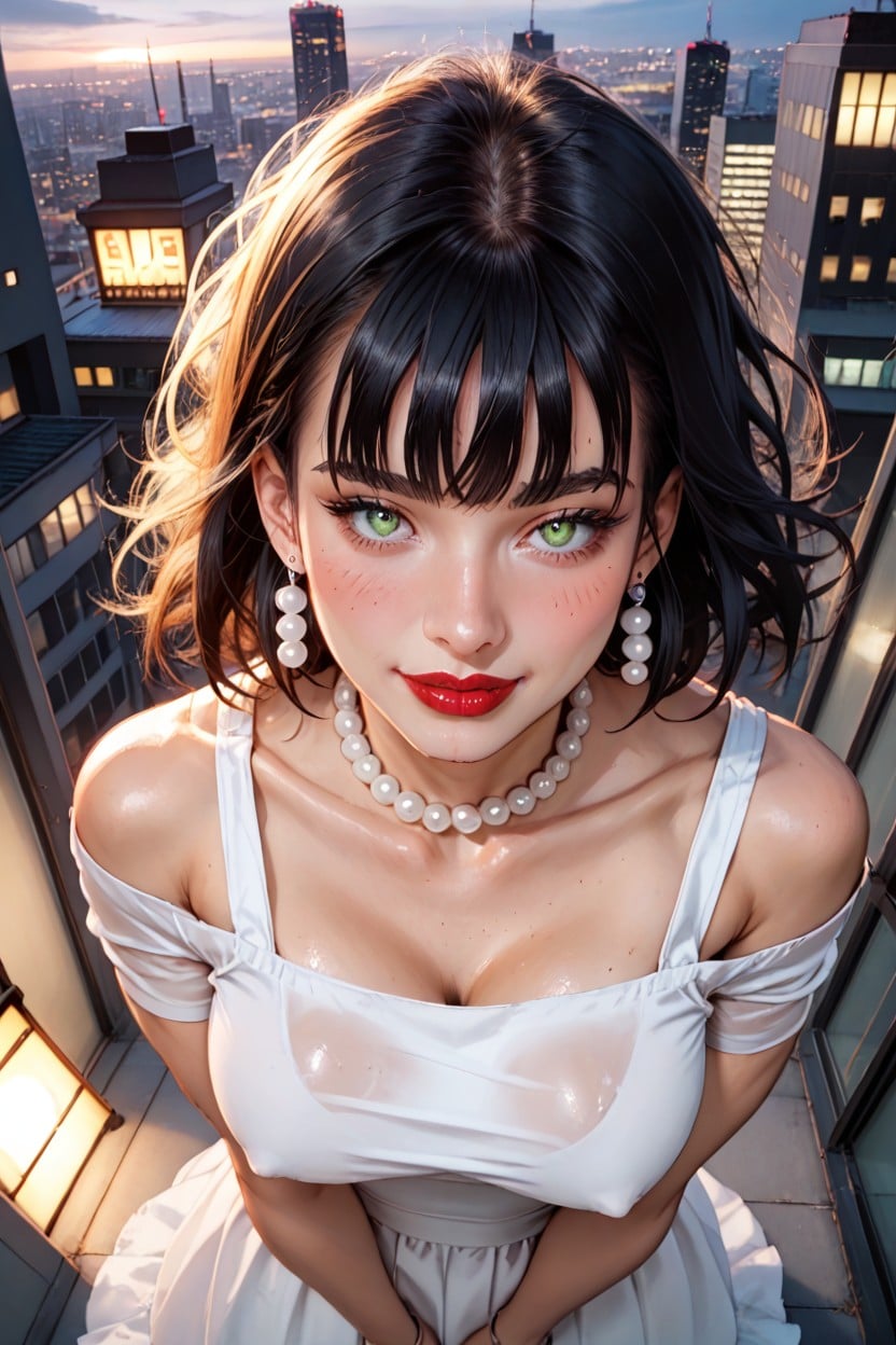 Extreme High Angle, Red Lips, Highly Detailed Picture AI Porn