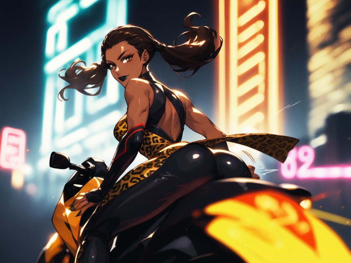 Leopard Print Motorcycle, Vibrant Colors, Nsfw Porno IA