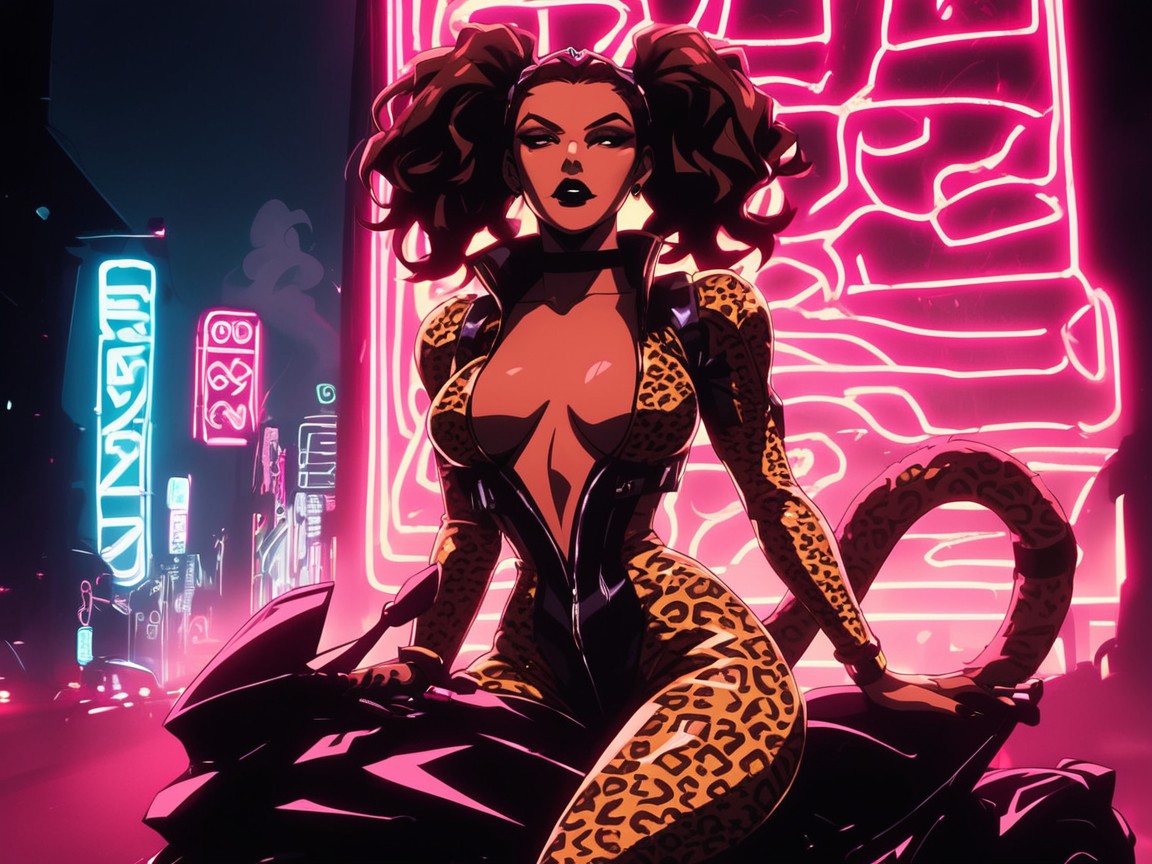 Motion Blur, Saturated Colors, Leopard Motorcycle Helmet Hentai KI Porno