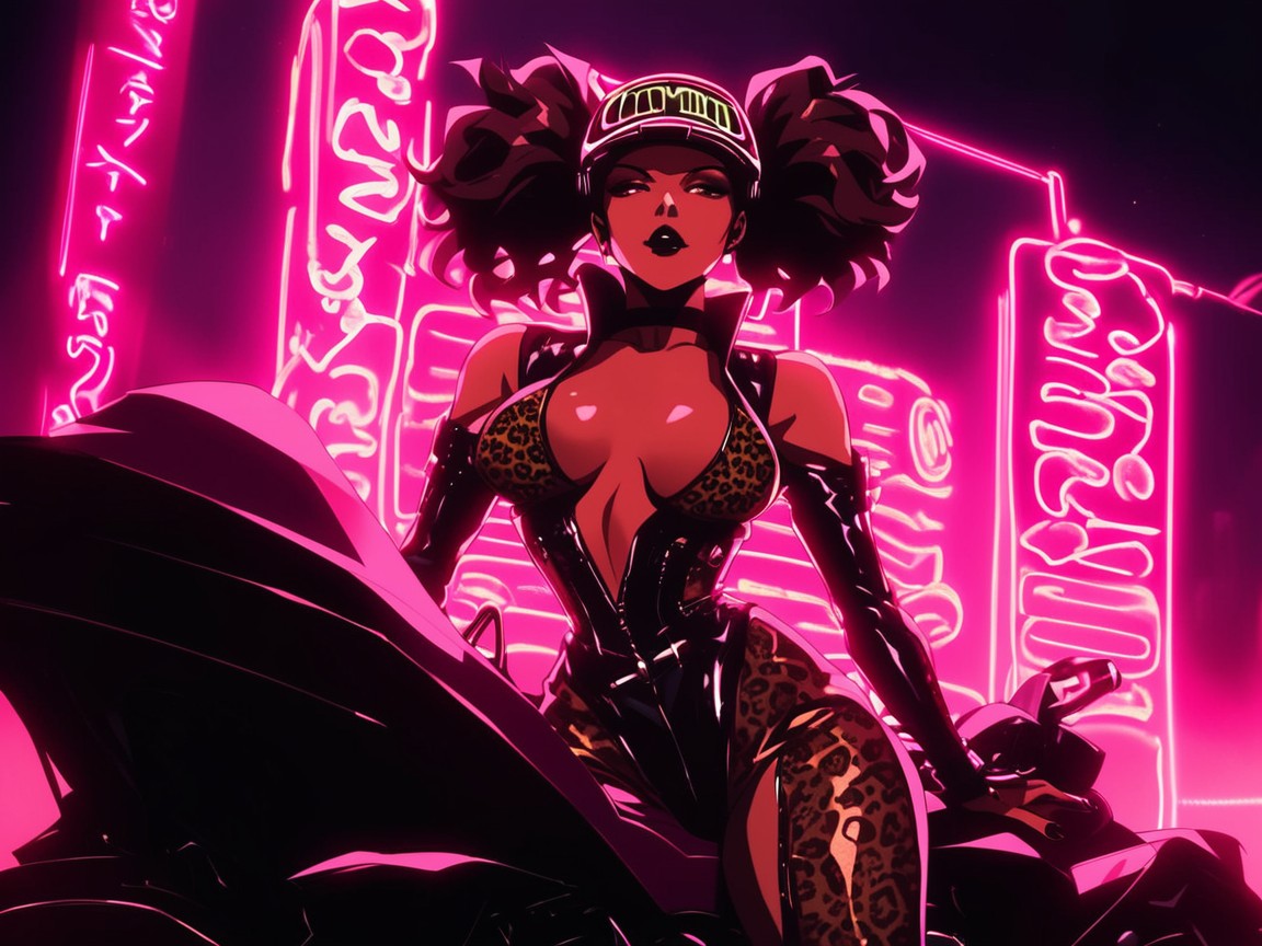 茶色の目, Nsfw, Leopard Print Motorcycle ヘンタイAIエロ