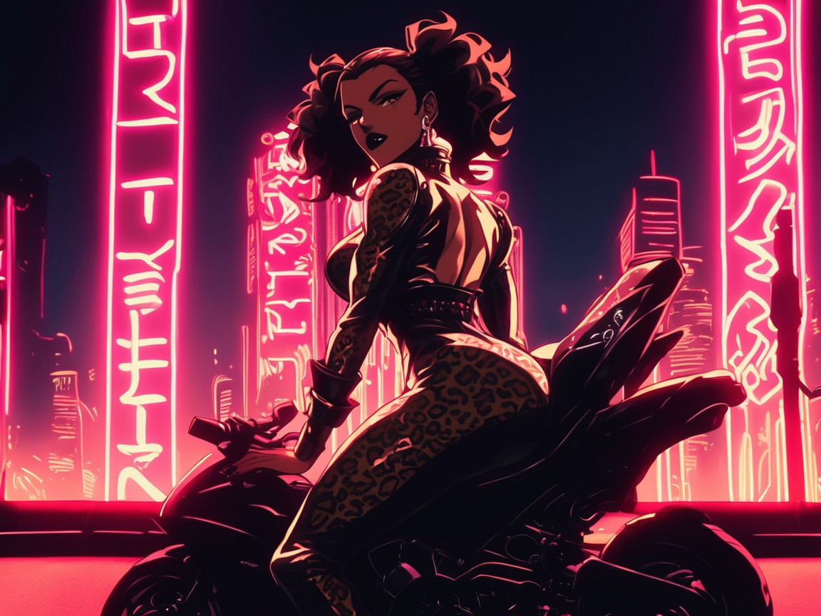 Radial Streaks, Bright Neon City Lights, High Breasts 헨타이 AI 야짤