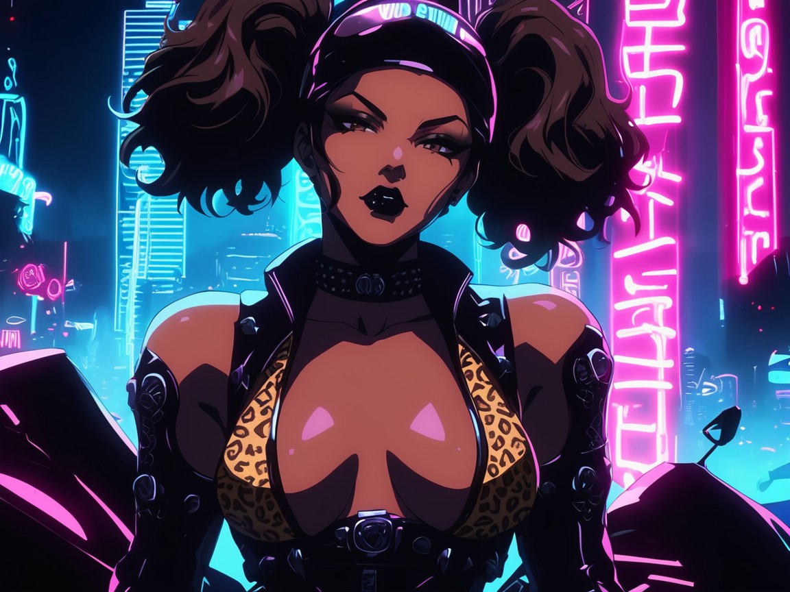 Snatched Waist, Black Lipstick, Brown Eyes Hentai IA