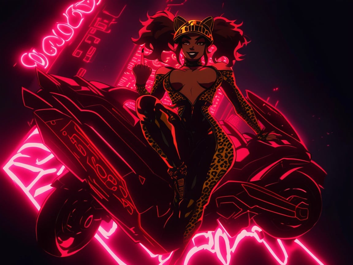 Delgada, Ciudad, Bright Neon City Lights Hentai IA