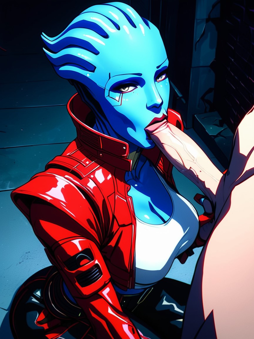 Side View, Futuristic Motorcycle, Asari Fromass Effect AI Porn