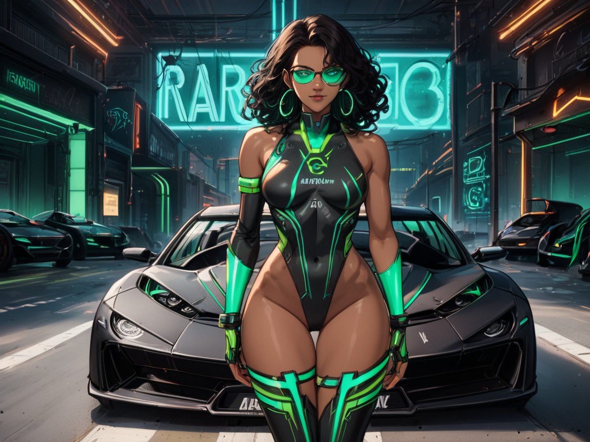 Garage Background, Vibrant Colors, Squared Breast Width Porno IA Latina