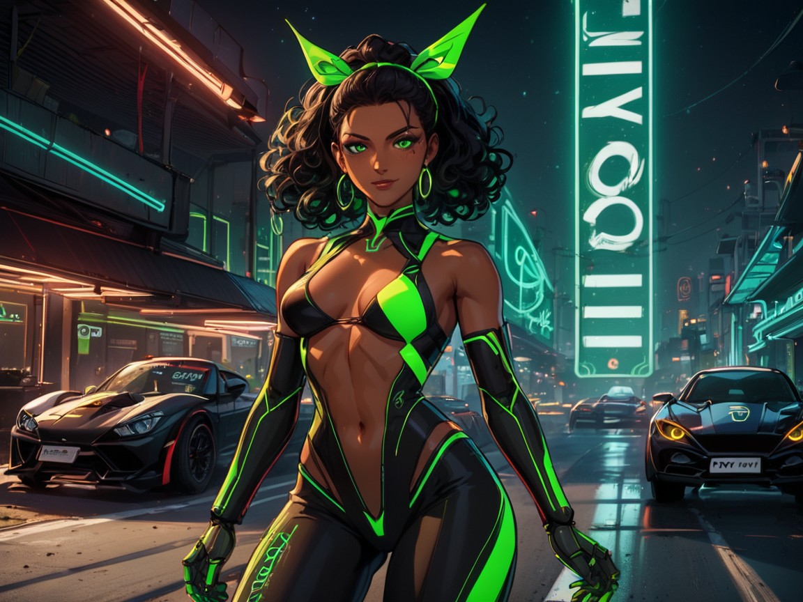 Futuristic Effects, 1 Persona, Sleek Angular Panels On Car Porno latina IA