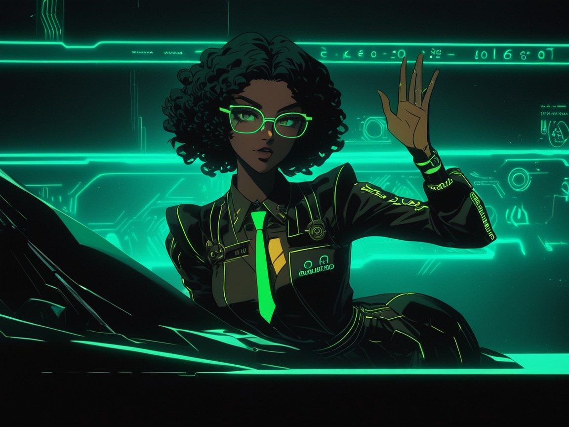 Nsfw, Green Under Glow Neon Lights, Futuristic Effects Hentai AI Porn