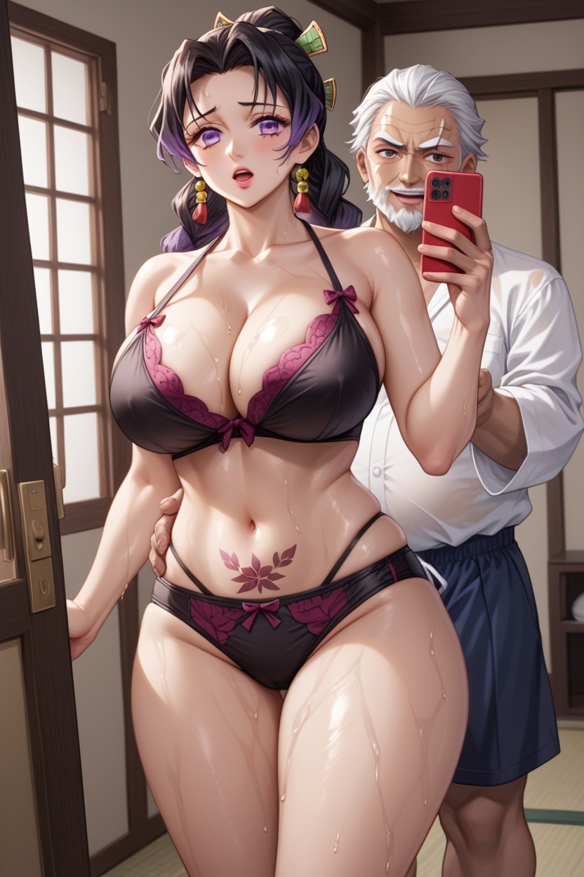 Mitsuri Kanroji Kimetsu No Yaiba, Two People, Massive Breasts Hentai AI Porn