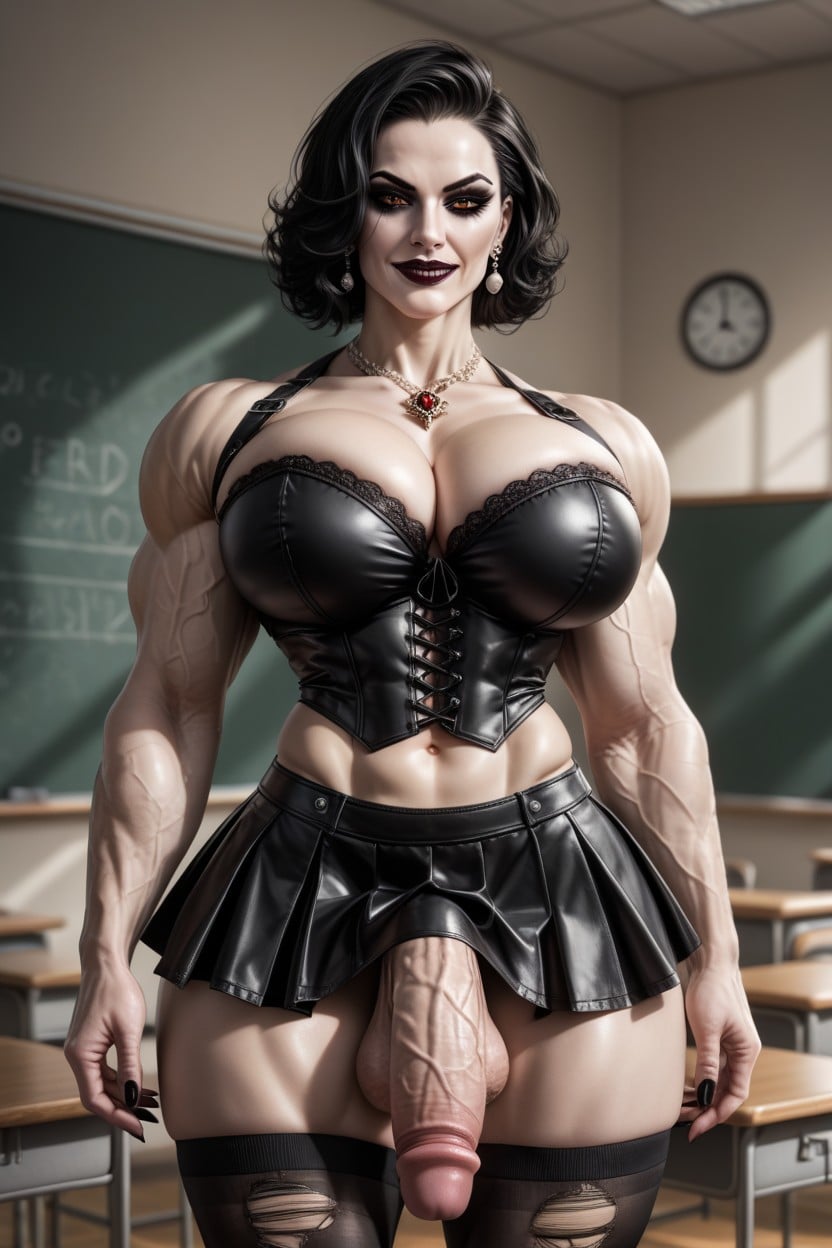 Visible Tits, Goth, Fat Cock Hanging Out Shemale AI Porn