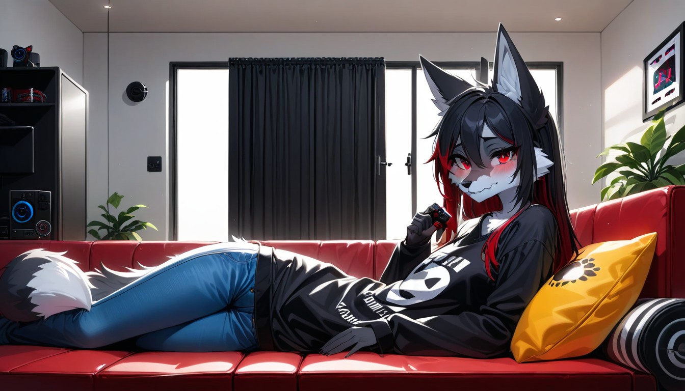 Messy Room, Wasp Waist, Oversized Sweatshirt Furry AI Porn