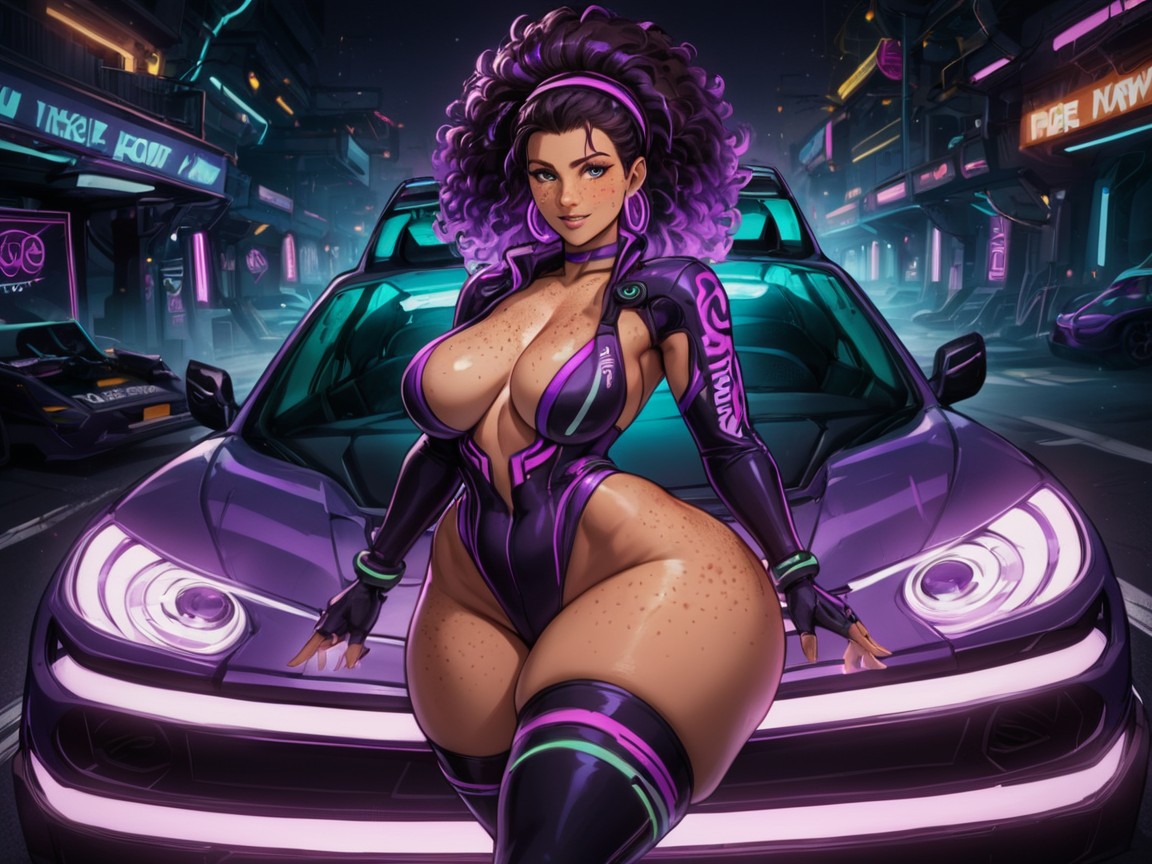 18+, Futuristic Jungle Road Background, High Brightness Effect Porno latina IA