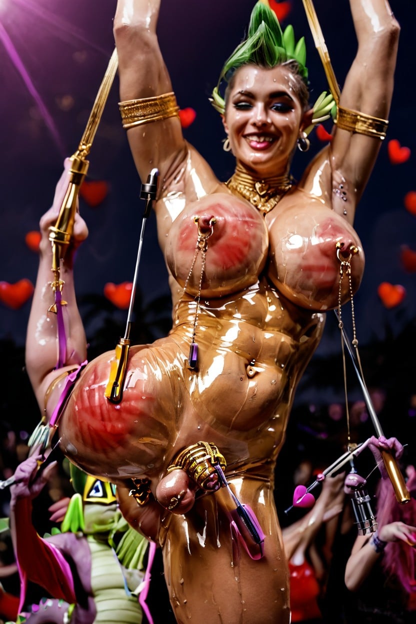 Nipple Piercing, At Carnival, Hyper Foreskin Shemale AI Porn