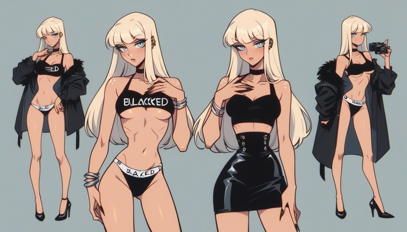 Eyeliner, Perfectly Pin Straight Blunt Bangs, Close Up Hentai IA