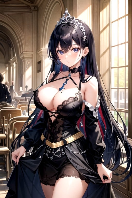 Cabelo Longo, Medium Breast, Dark Blue Eye Hentai IA pornografia