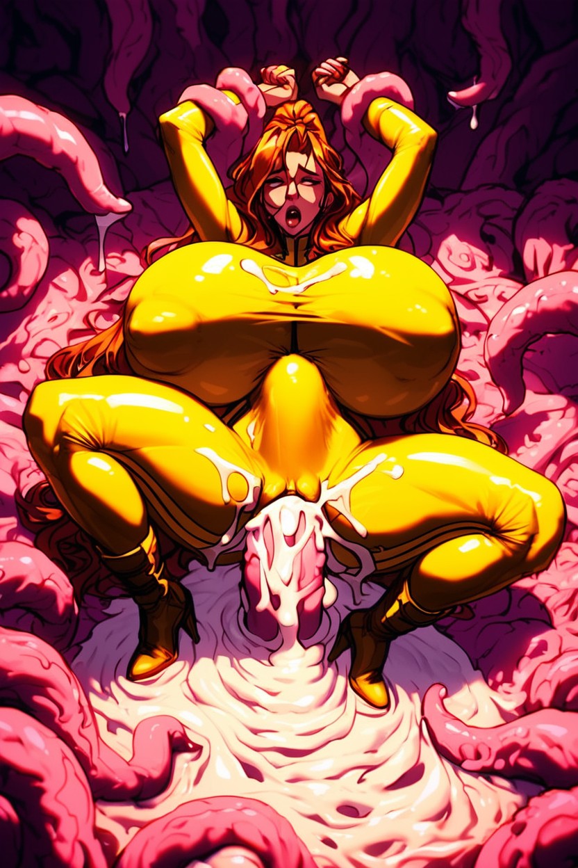 Full Body Enormous Tentacles, Subject Sweating, Pose De Mascota Porno IA
