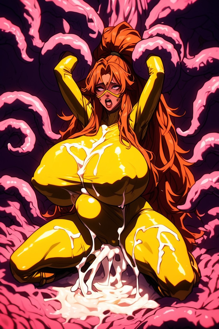 Excessive Cum On Breast, Tentacle Deepthroat, Subject Wear Yellow Nylon Spandex Bodysuit Porno IA