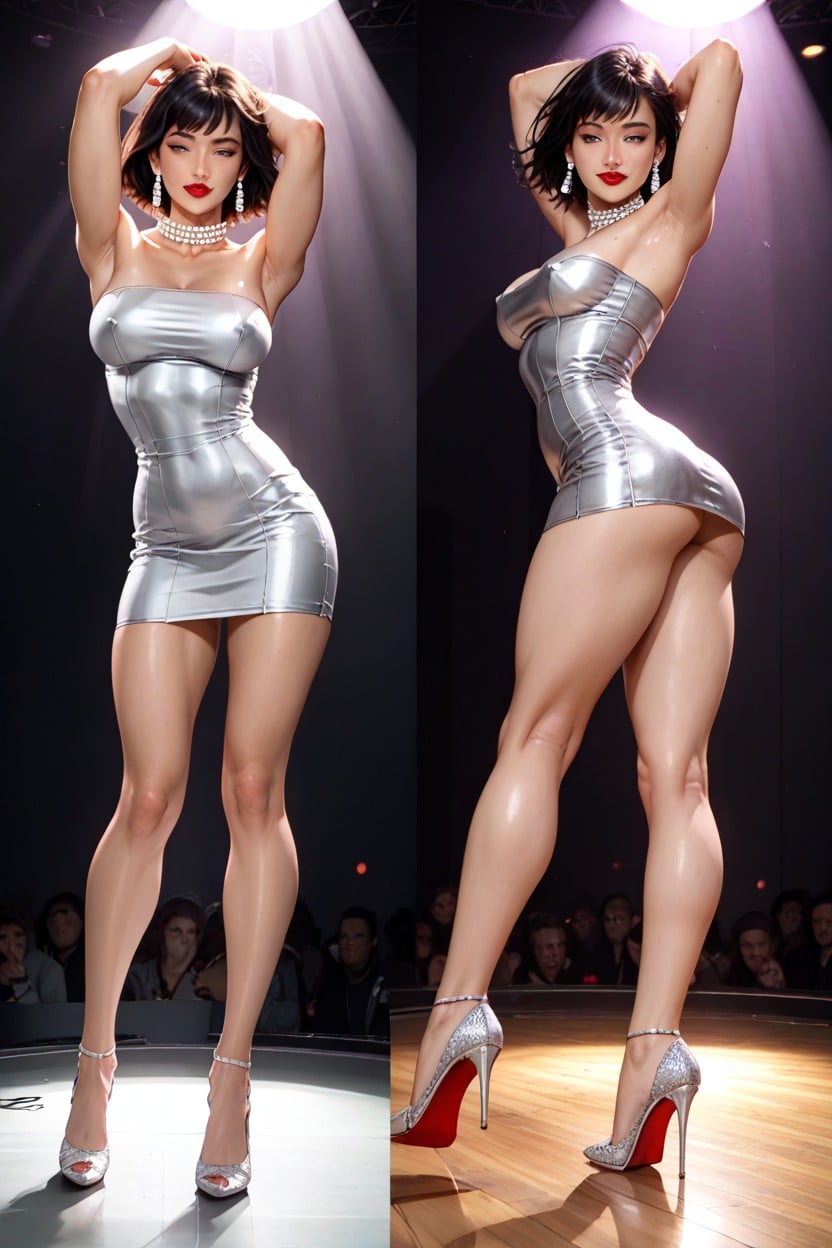 Arms Up, Lasers, Black Hair AI Porn