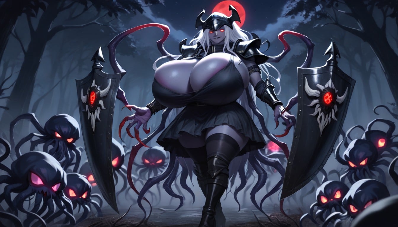 Eldritch Thigh Highs, Black Dress, Super Long Hair Bangs Hentai AI Porn