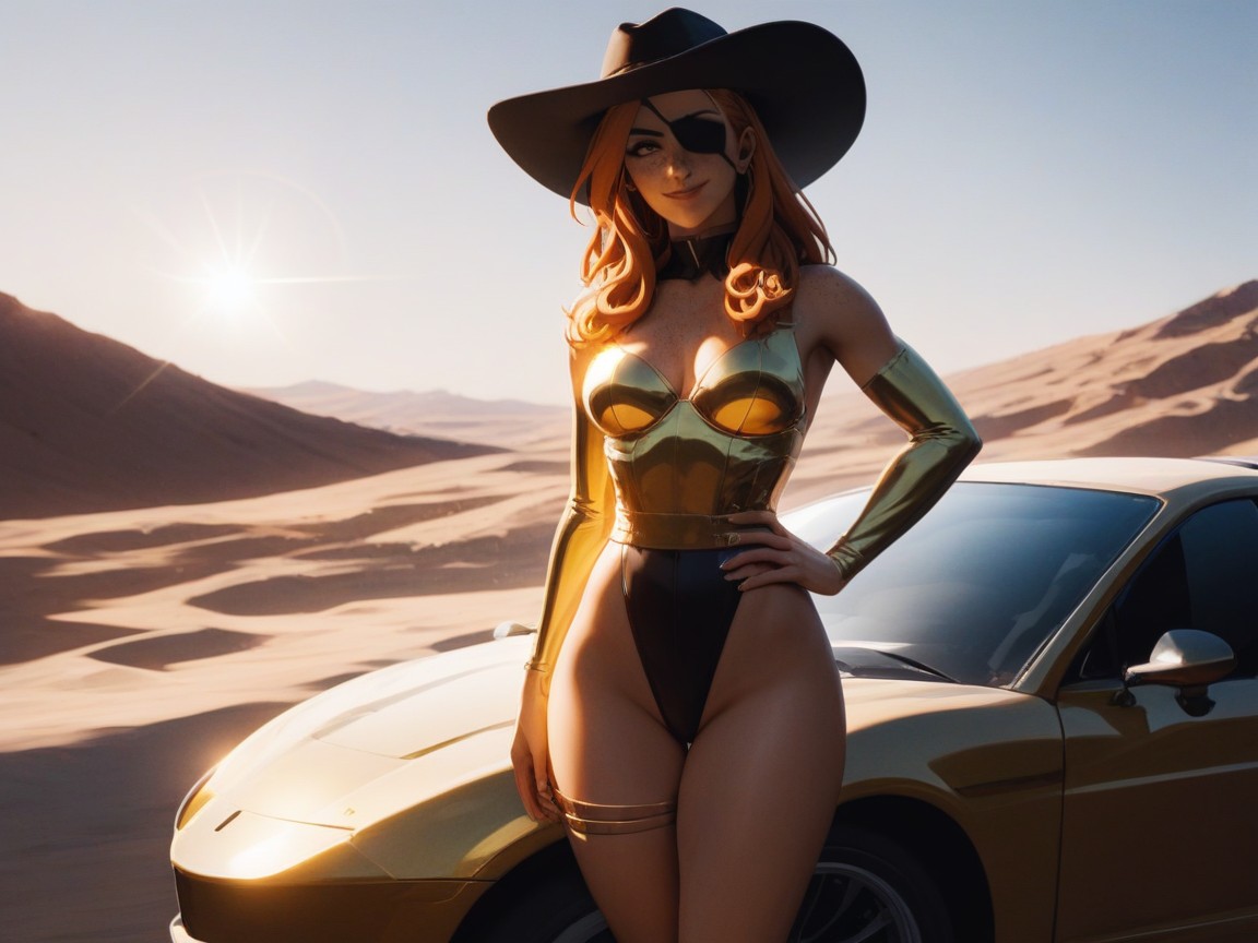 Medium Breast, High Brightness Effect, Gold Neon Light Trail AI Porn