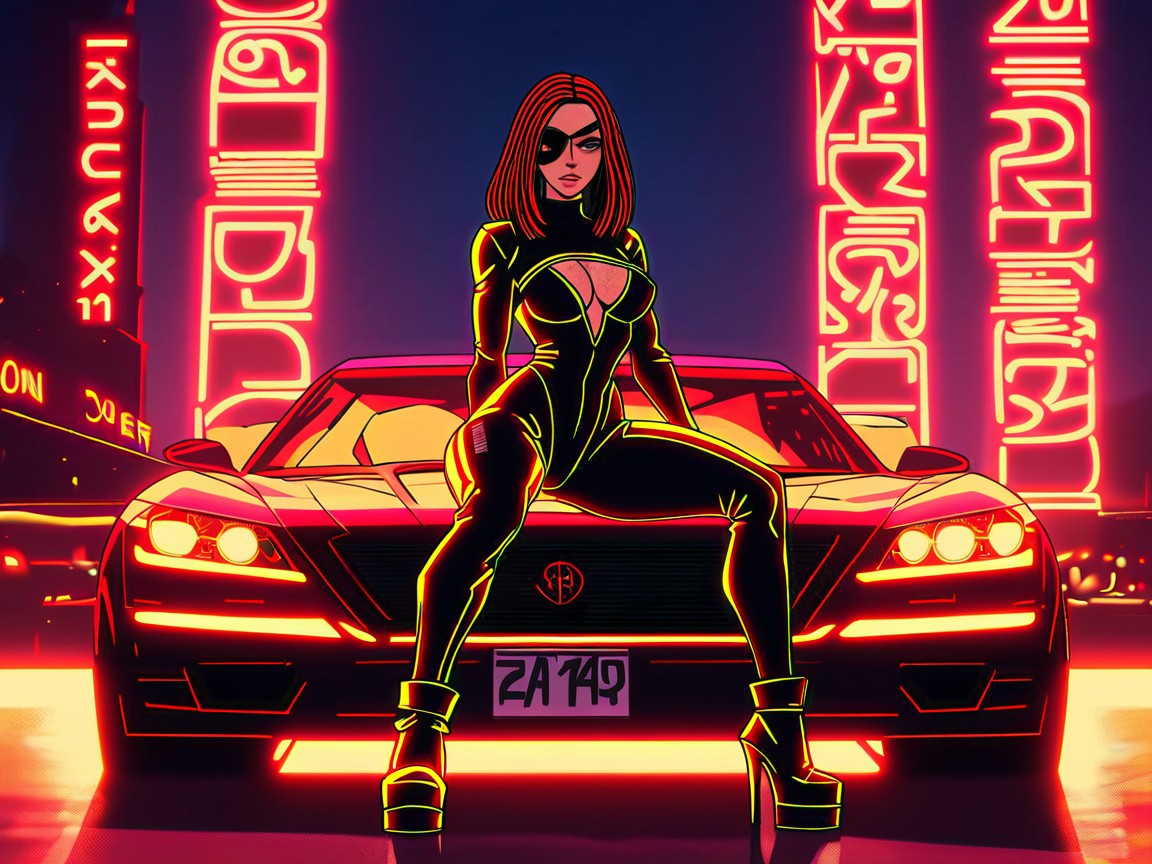 Rounded Abdomen, Wearing A Gold Leather Racing Suit, Medium Ass Hentai AI Porn