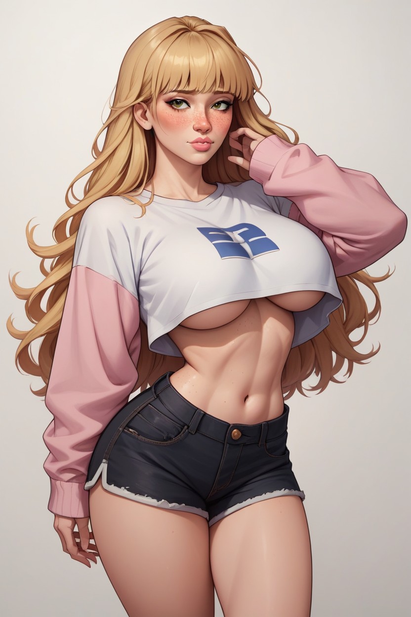 Blonde Hair, Crop Top, Perfect Nose AI Porn