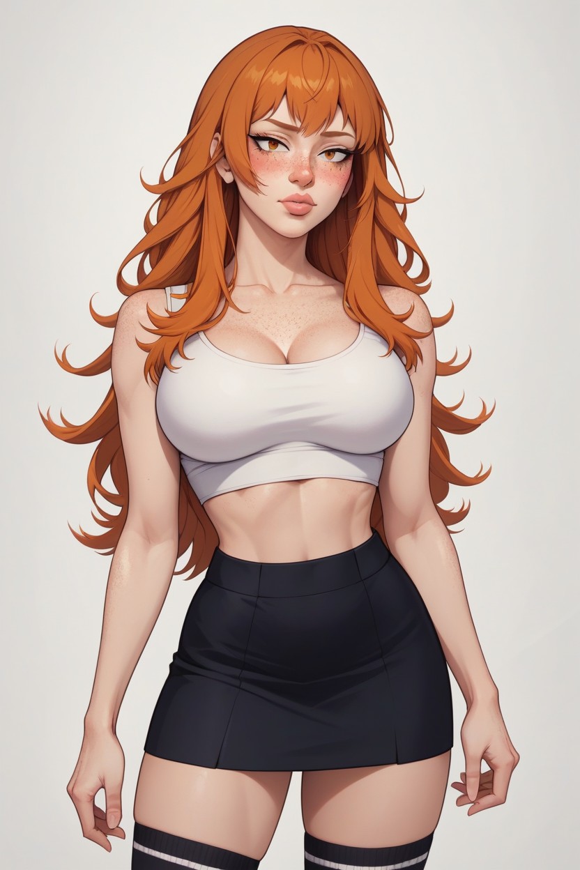 Best Detailed Hair, Simple White Background, Bangs AI Porn