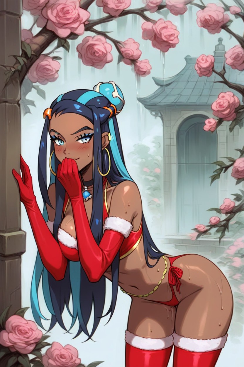 Big Rounded Tits, Moaning, Red Arm Gloves With Gold Trim Hentai AI Porn