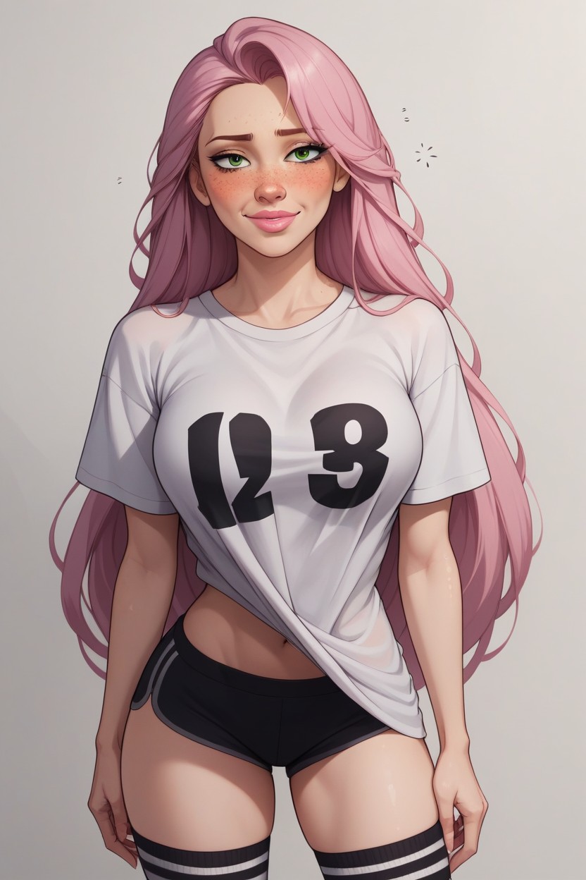 Hinata, Attractive Face, Thigh High Socks AI Porn