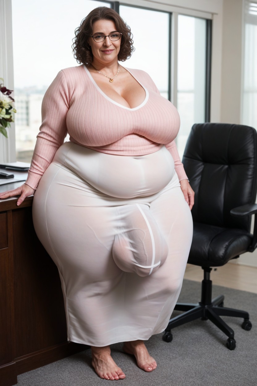 Brown Hair, Large Long Bulge Through Clothing, 60+ AI Porn