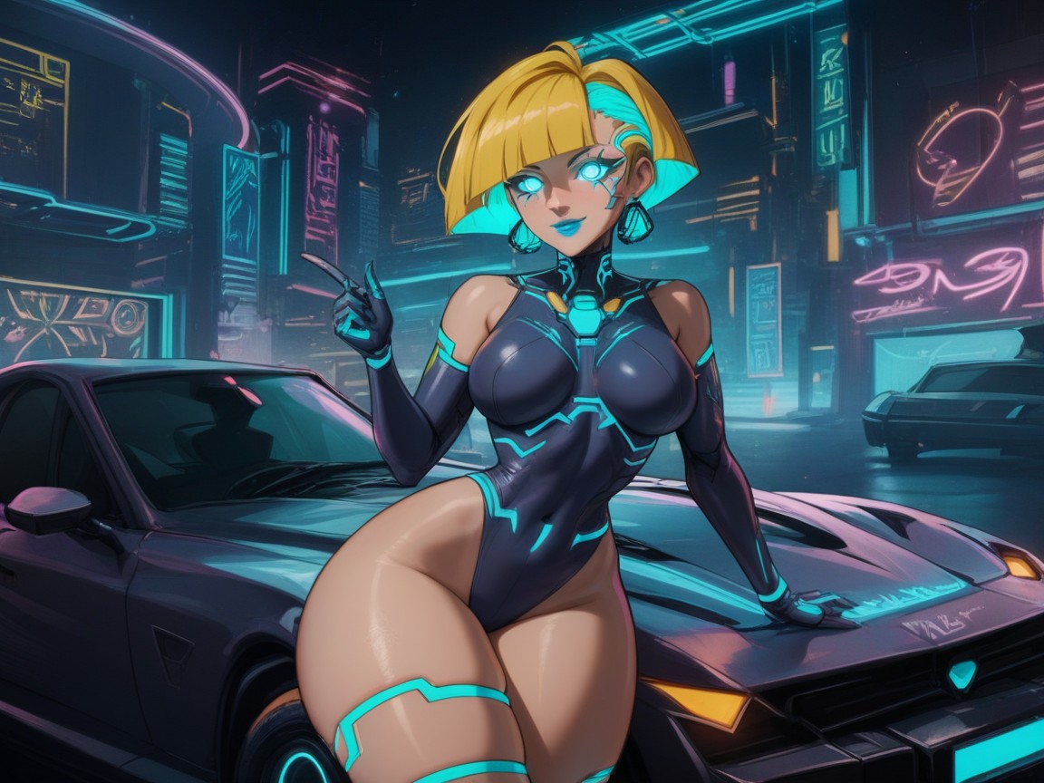Snatched Waist, Bunda Arredondada, Blonde Pixie Hair Porno IA latina