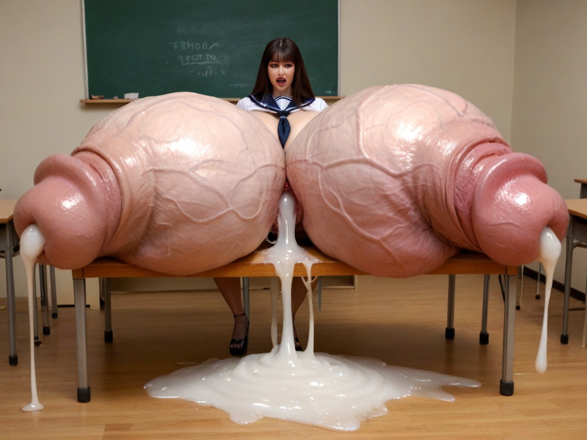 Lying Between Her Balls, Fucking Stomach, Cum Drip AI黄片
