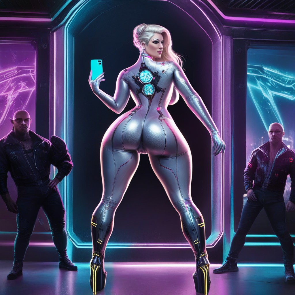 Pink Bimbo Lips, Selfie Angle, Club Lights Reflecting Off High-gloss Outfit Mist Rising AI黄片