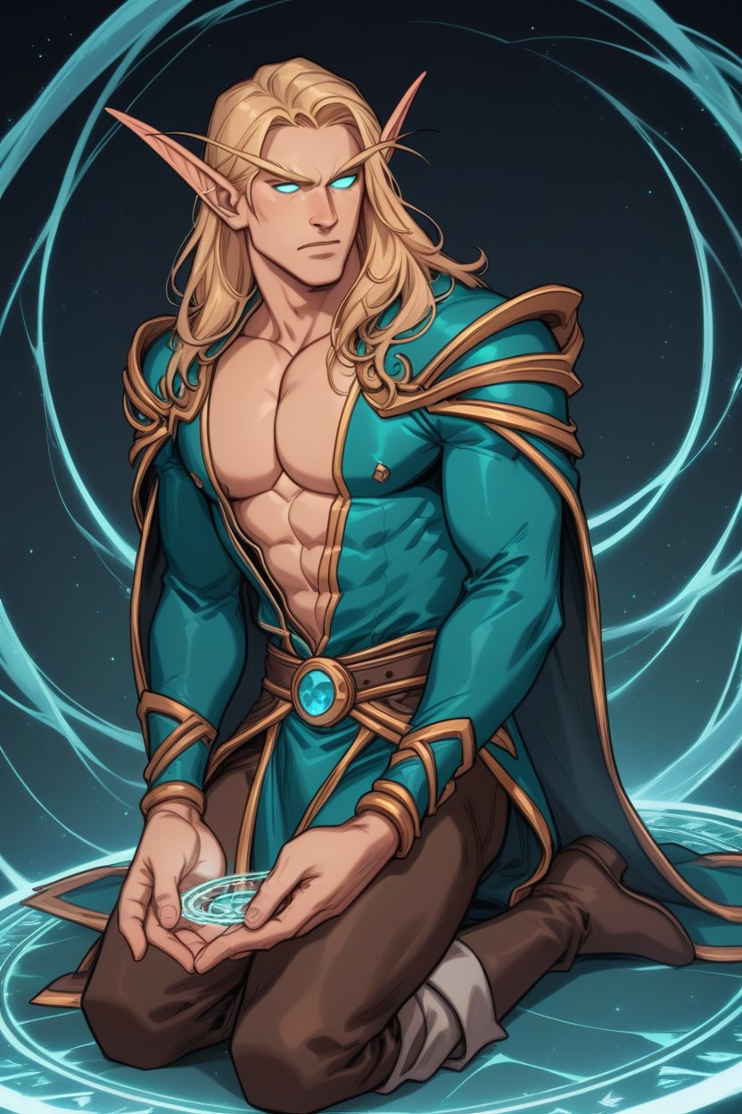 Blonde Male High Elf, Magical Runes, Male Only Porno gay IA