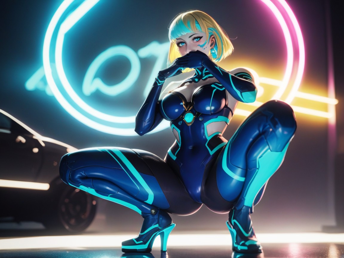 Blonde Pixie Hair, High Brightness Effect, Snatched Waist Porno IA