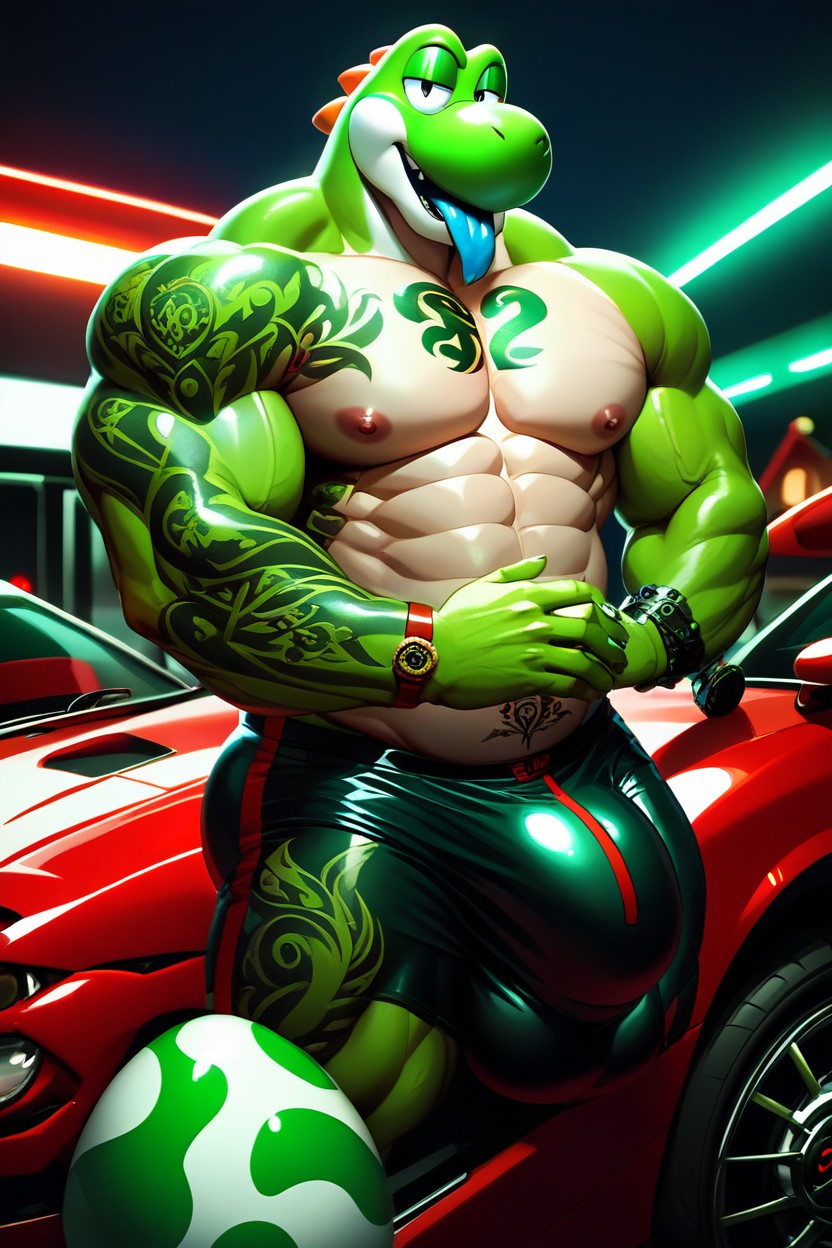 Excessive Tattoos, Arms Crossed, Big Bulge Porno IA