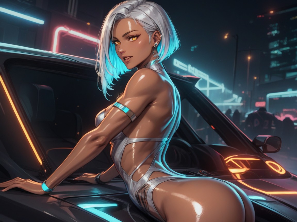 Iluminación De Borde, Silver Led Tiger Helmet On, Wide Proportionate Waist Porno latina IA
