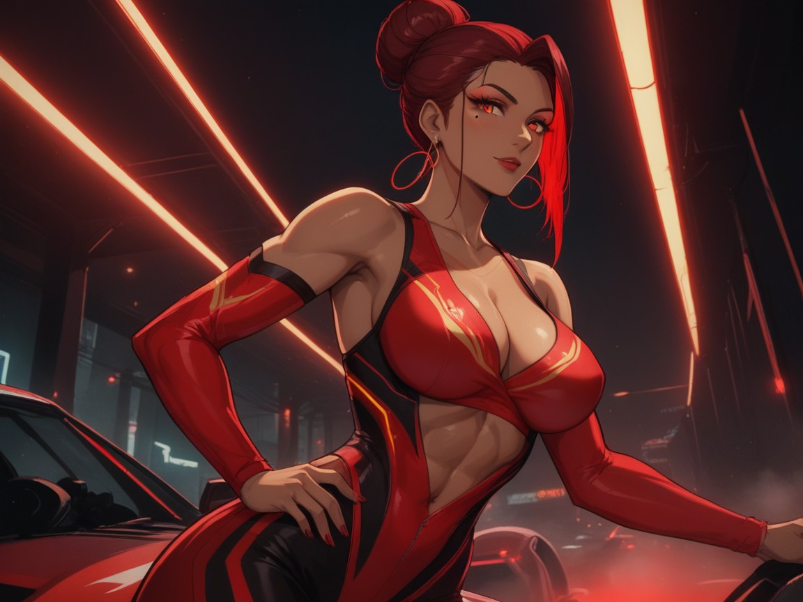 ボトムアップ, Woman Leaning Against Car, へき開 ラティーナAIエロ