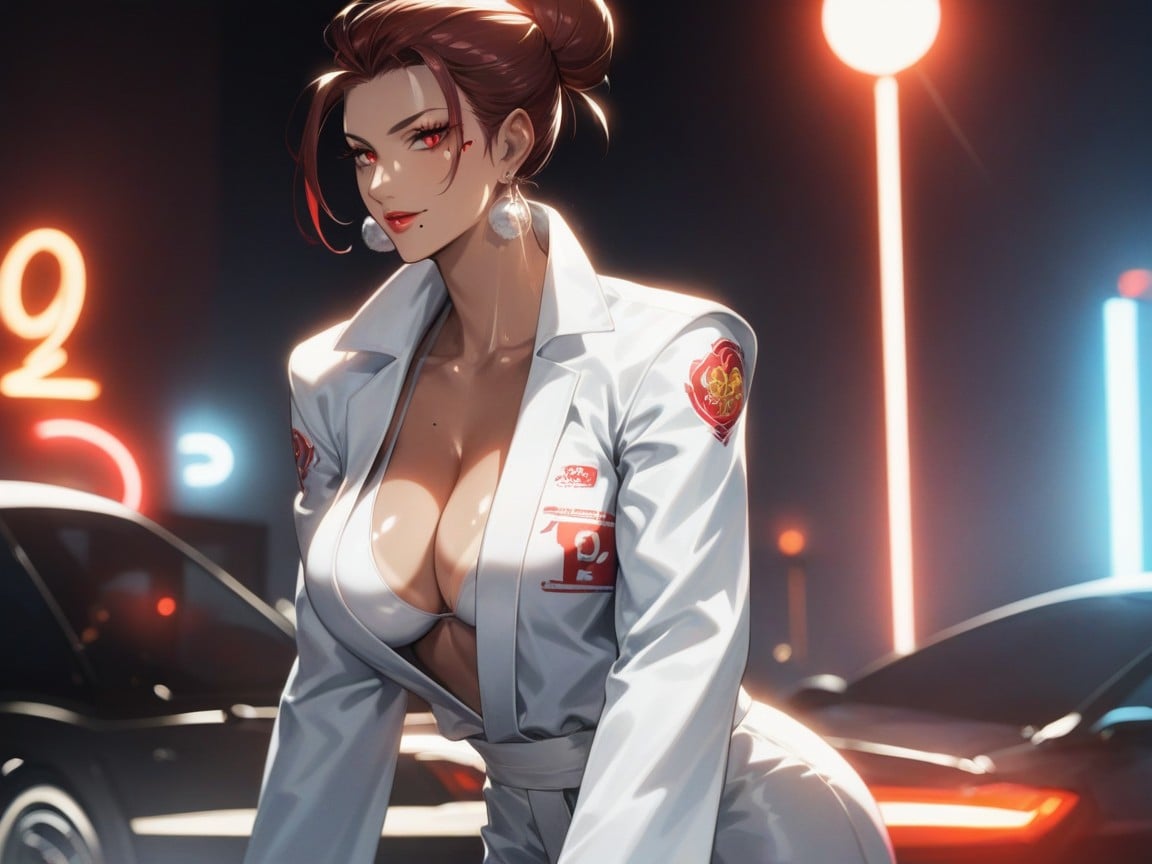 Beauty Mark, Dragon Decals On Car, On Stage Background AI Porn