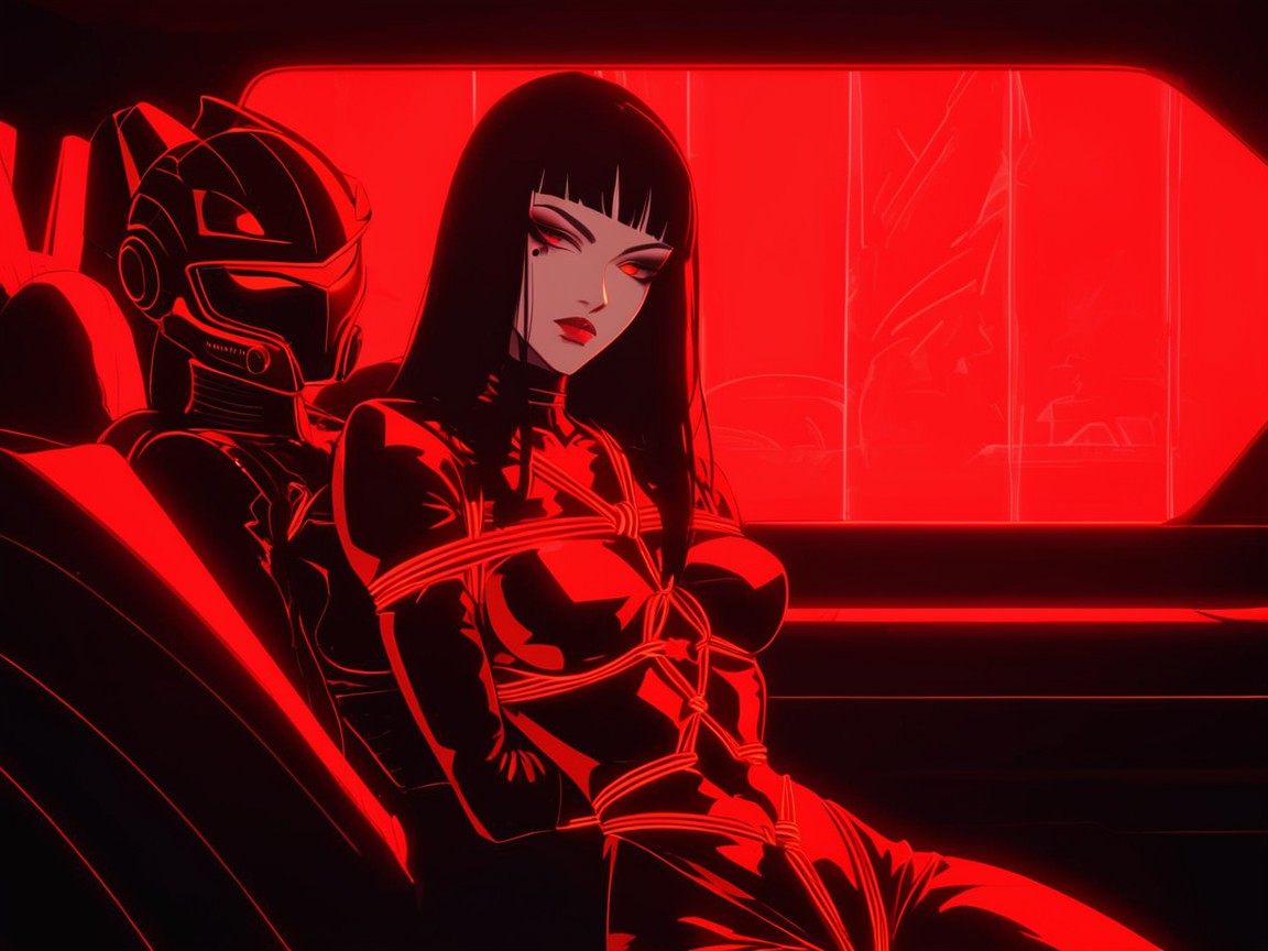 Large Perky Breasts, Red Formula One Race Car In Background, Skinny Hentai AI Porn