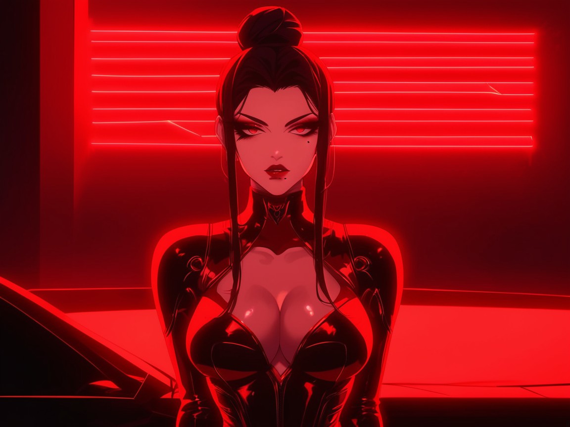 Neon Red Fog, High Brightness Effect, 18+ Hentai AI Porn