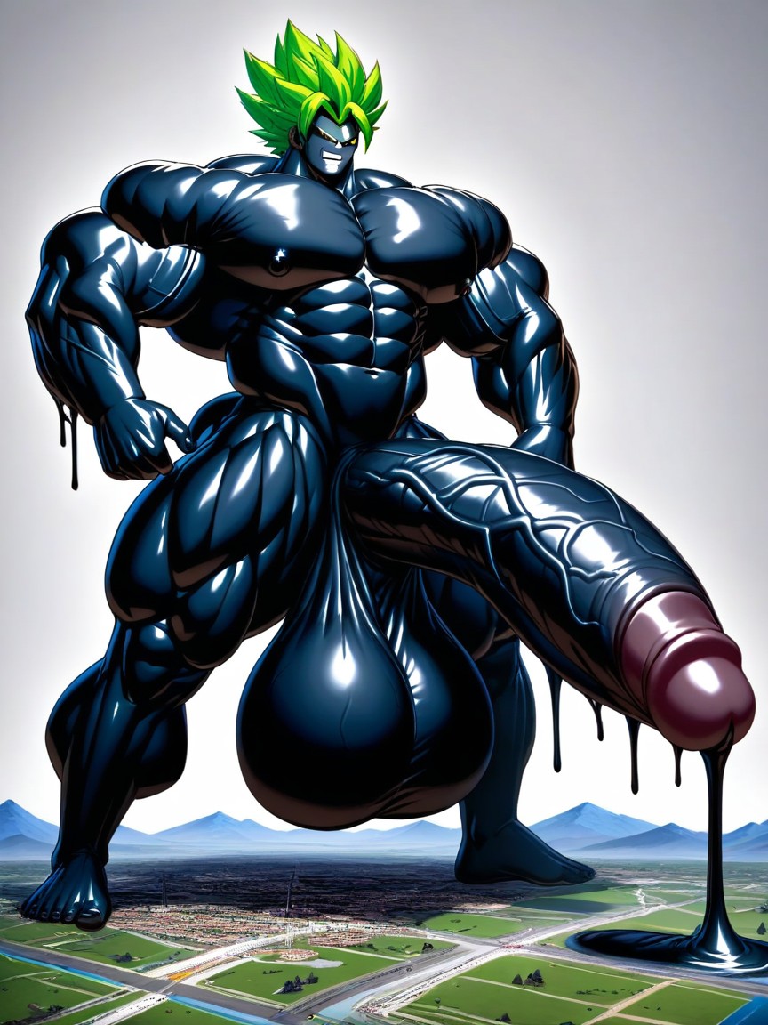 Black Goo On Skin, Muscular Body, White Eyes AI同性戀黃片