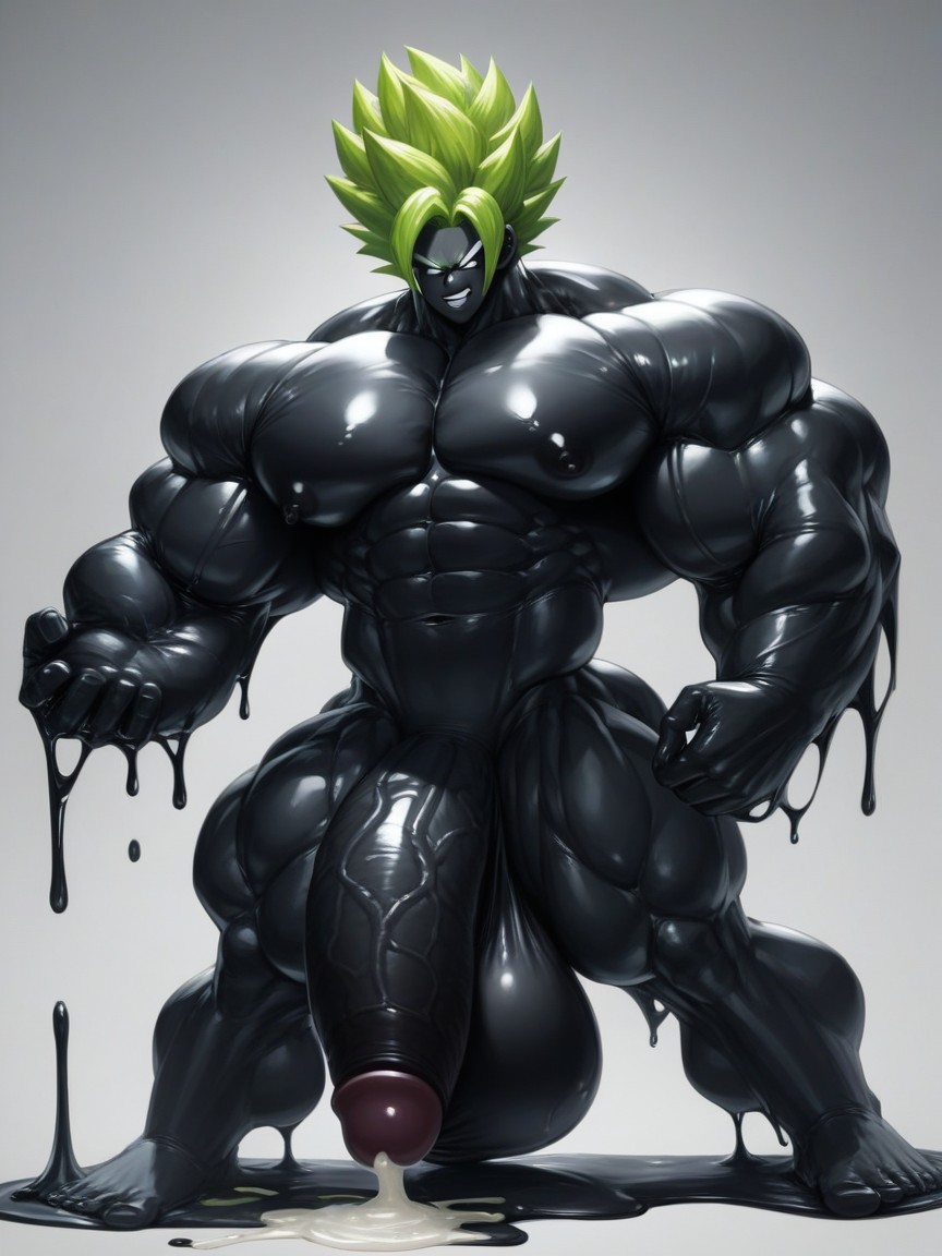 Black Goo Latex Taking Over, Wide Hips, Penis Bigger Than Body AI Gay Porn