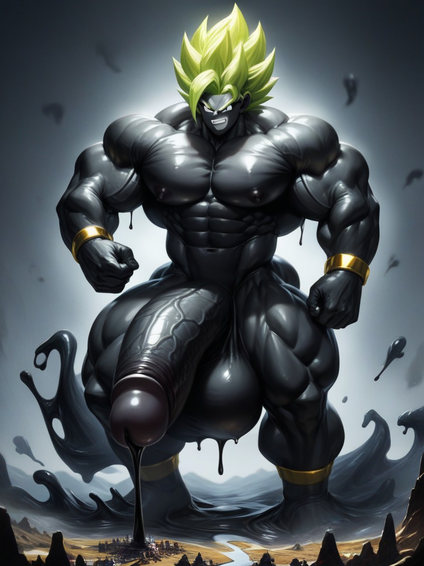 Ultra Hyper Muscle, Massive Cock, Black Goo On Skin AI Gay Porn